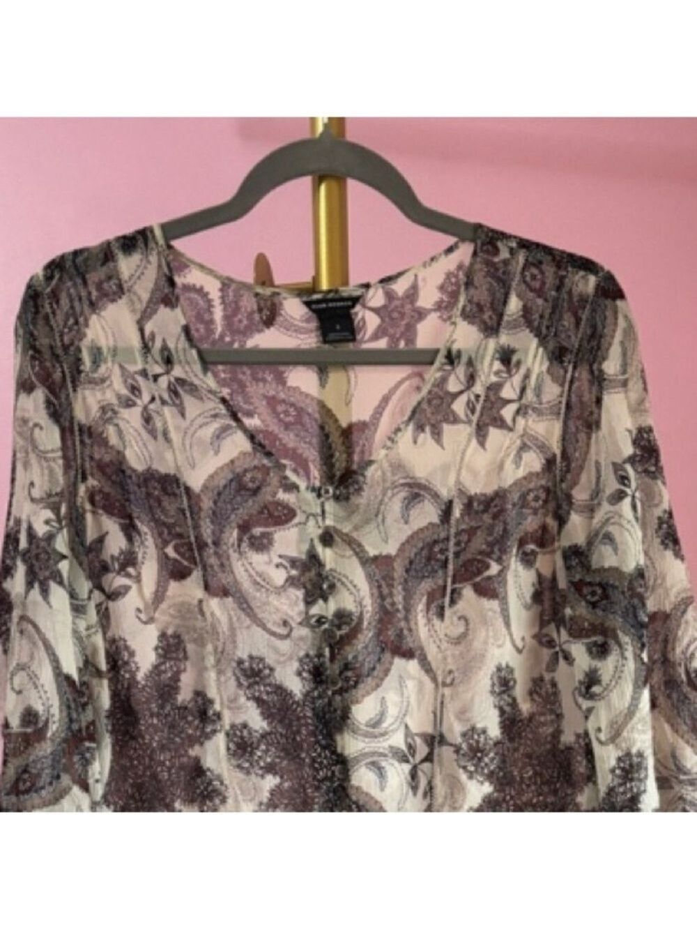 40. Club Monaco| Silk Paisley Print Dress. Small medium - Picture 6 of 14